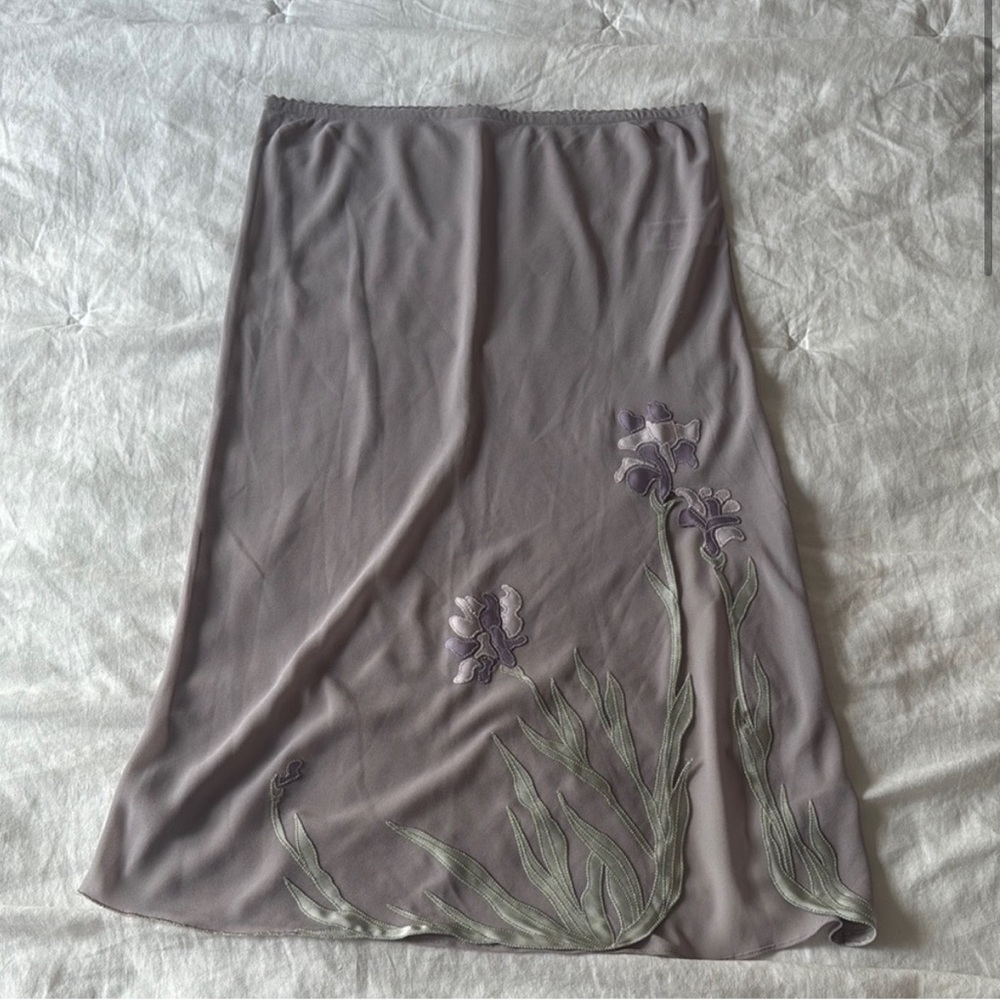 ISO Zara Sheer Lavender Floral Slip Skirt - Picture 3 of 3